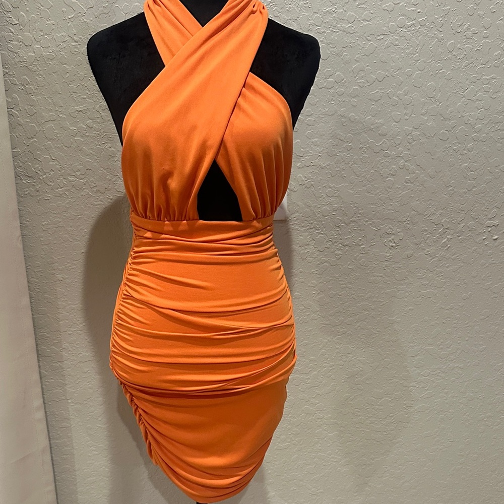 Zara Vibrant Orange Backless Dress